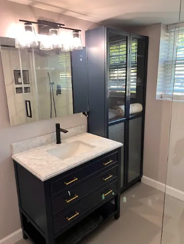 Bathroom addition in the Greater Charlotte area featuring a functional new bath and matching style
