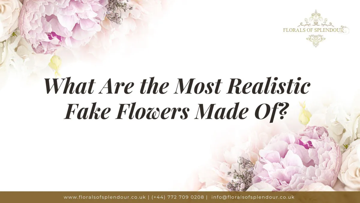 Banner with the title 'What Are the Most Realistic Fake Flowers Made Of?