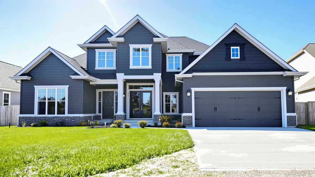 A stylish house with high-value exterior paint colors that enhance curb appeal.
