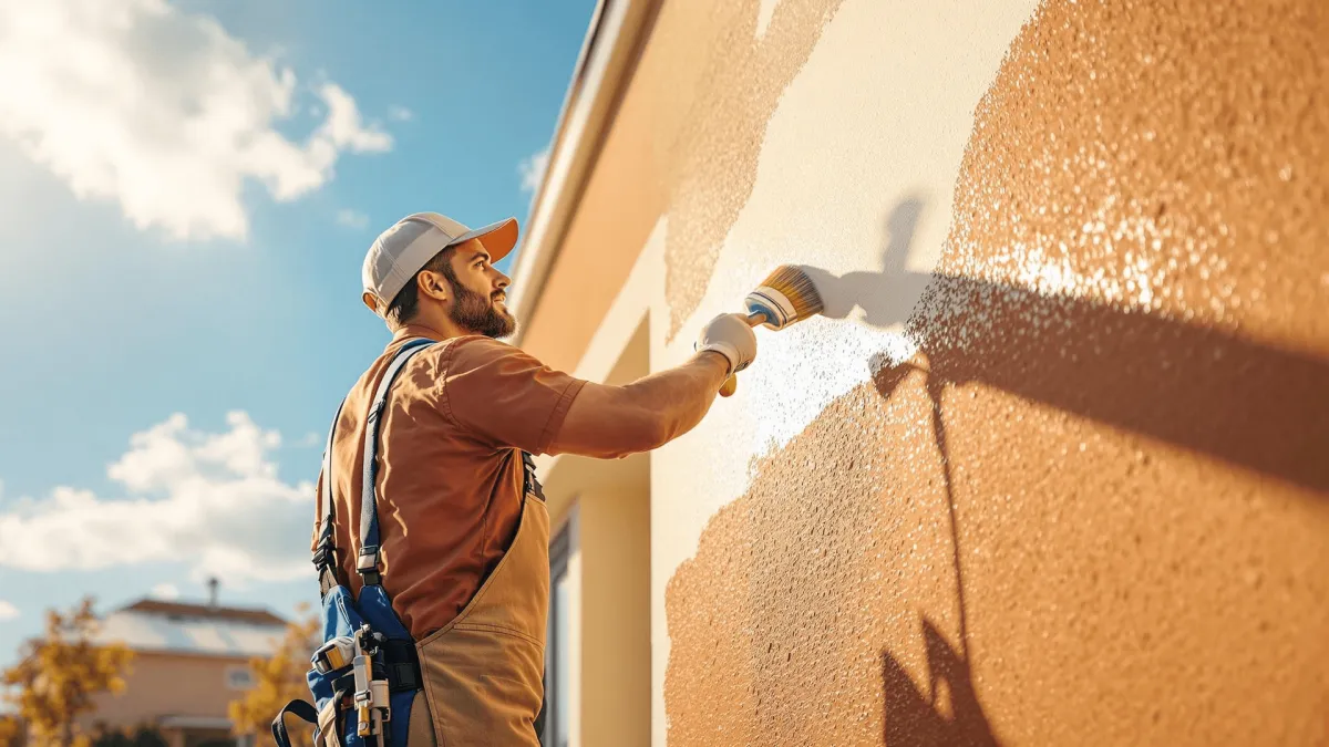 A house being painted in optimal weather conditions, ensuring a smooth and lasting finish.