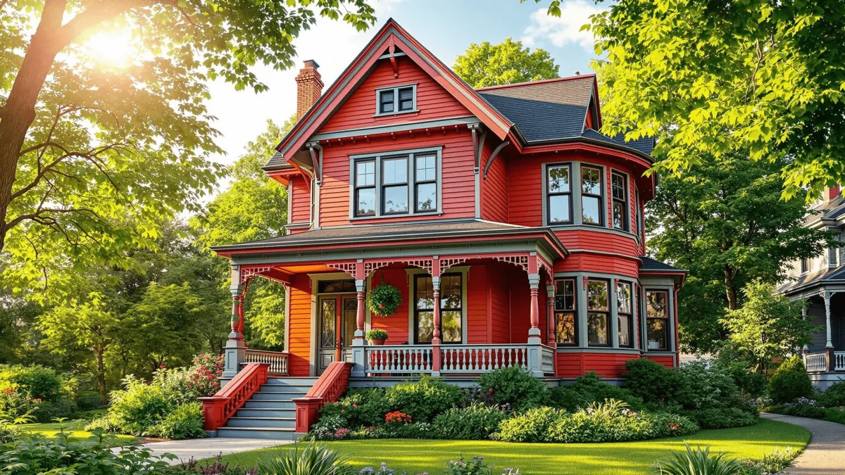 A beautifully painted house showcasing historical and modern exterior color trends