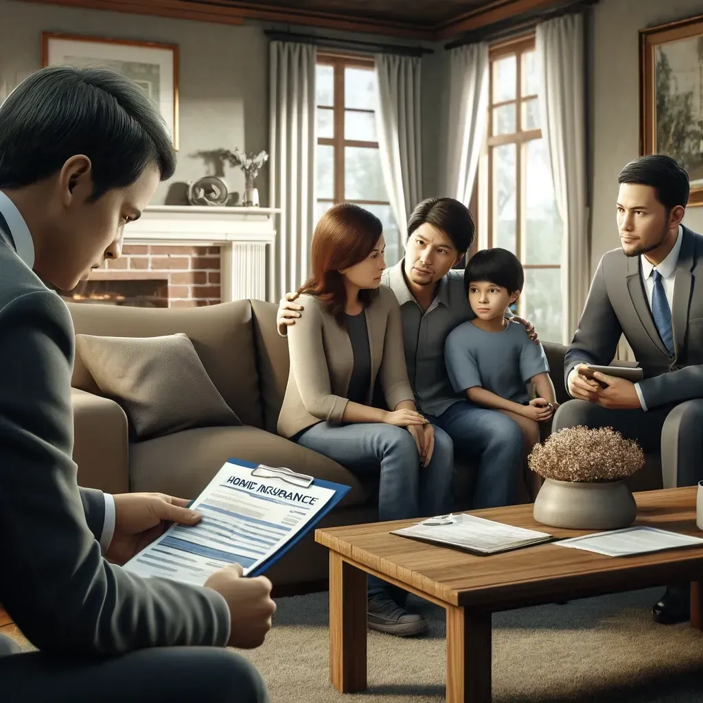 Filipino family talking with an insurance agent