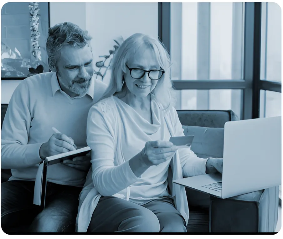 Business owners reviewing expenses