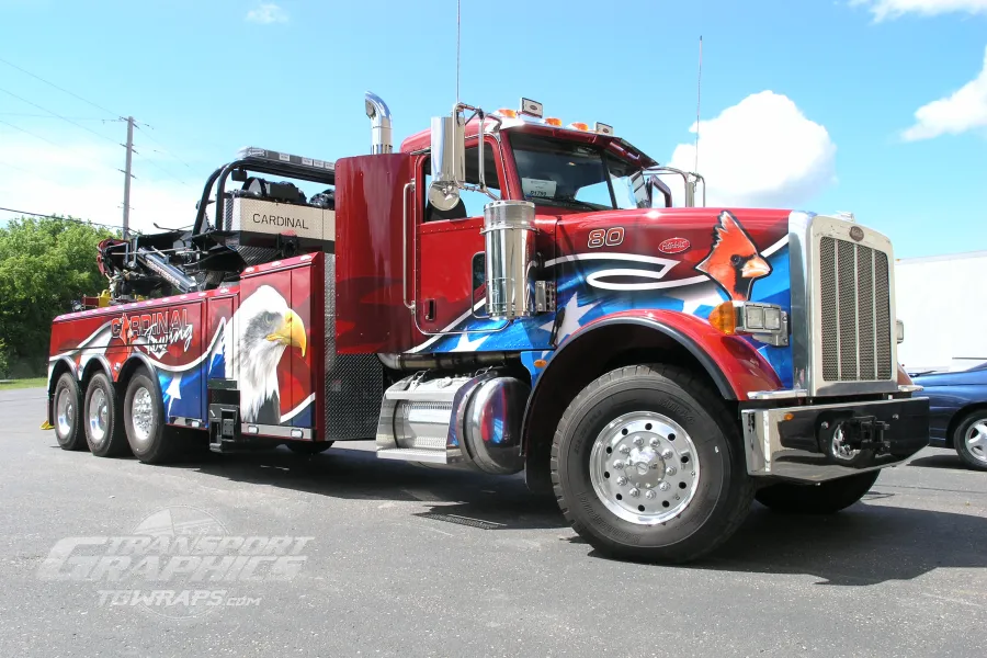 A truck with a branded wrap