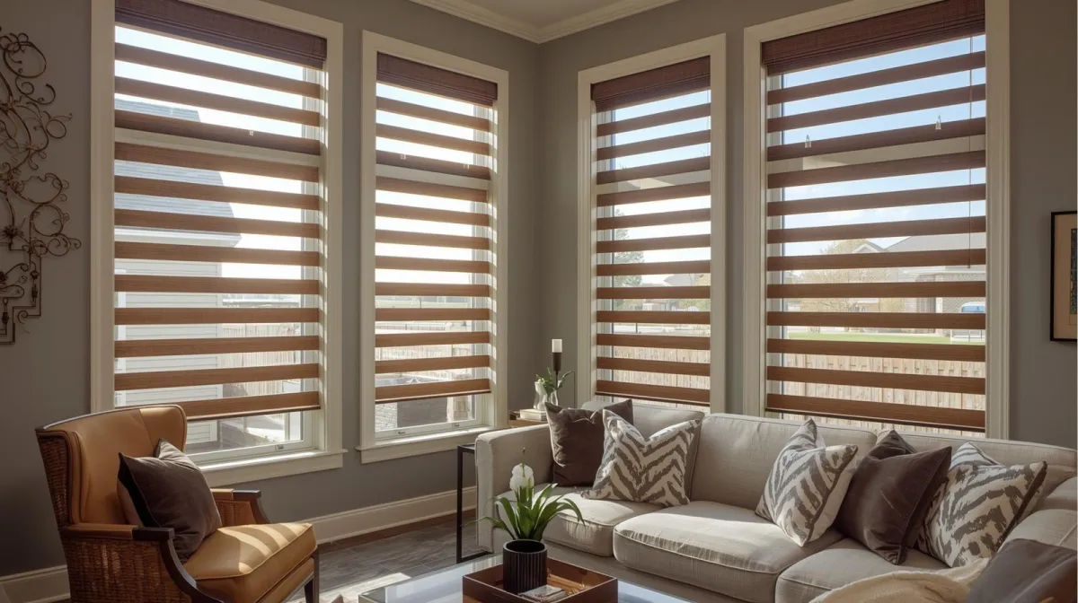 Close-up of Zebra Shade fabric showing perfectly aligned sheer and solid horizontal stripes.