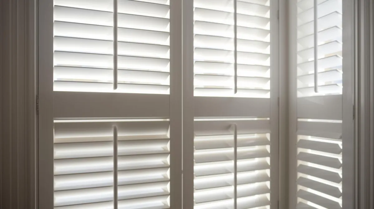 Close-up of tier-on-tier shutter panels highlighting the split between top and bottom