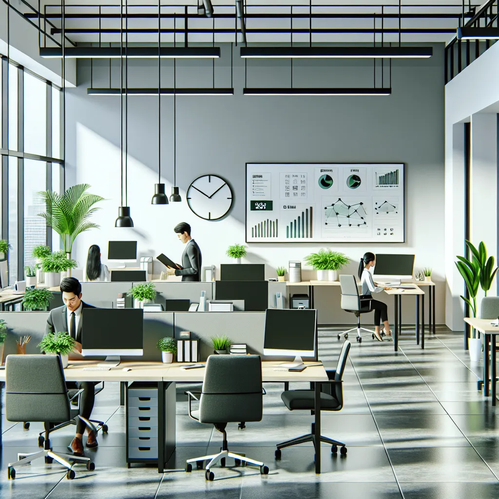 Modern office workspace illustrating business efficiency with seamless technology integration.