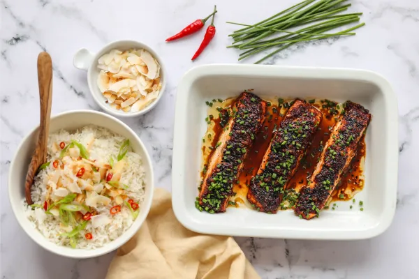 Ginger & Soy Salmon with Coconut Rice