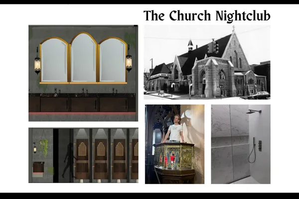 Images of the Church Nightclub and the designs presented