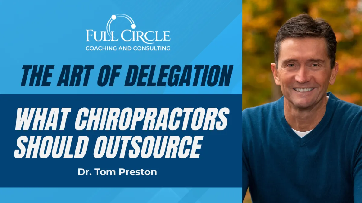 A chiropractor confidently working with a patient while a virtual assistant manages administrative tasks on a laptop, symbolizing effective delegation and business growth.