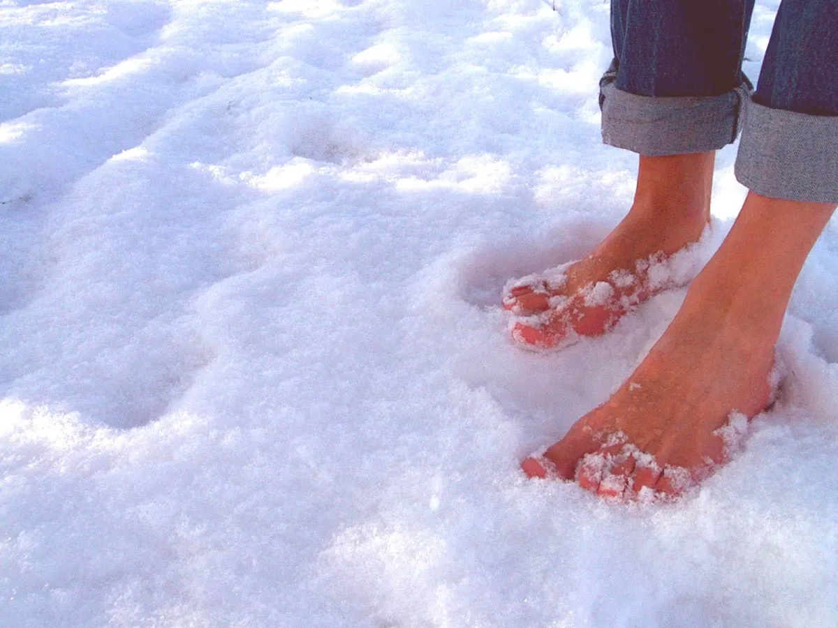 bare feet in the snow