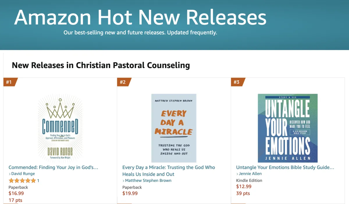 Amazon Hot New Releases Featuring Commended At #1