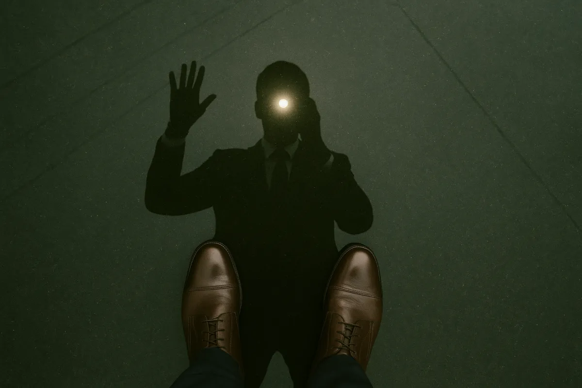 man standing with camera in his hand taking his own photo of his reflection