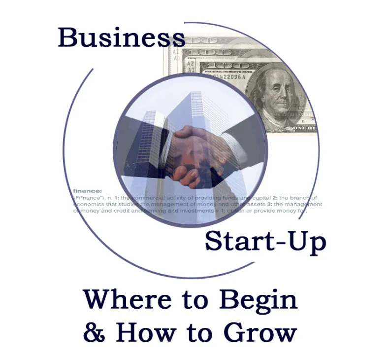Book Cover that reads Business Start-Up: Where to Begin & How to Grow