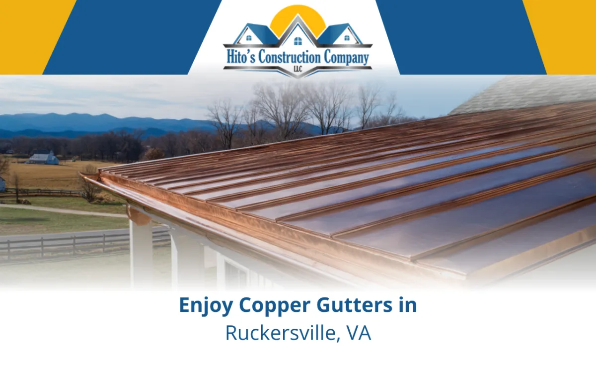 Copper Gutters Benefits in Ruckersville, VA shown on a clean roofline with a bright copper finish