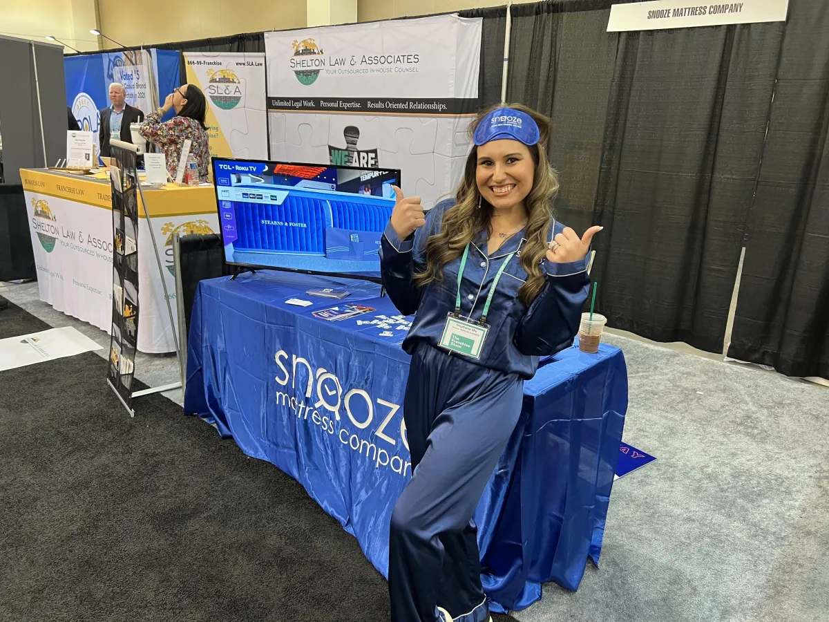 Snooze Mattress Co. attends the Franchise Show in Pasadena, CA.