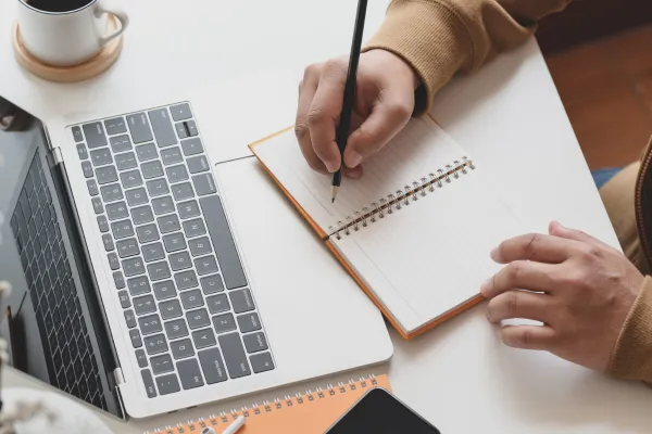 Person writing a script