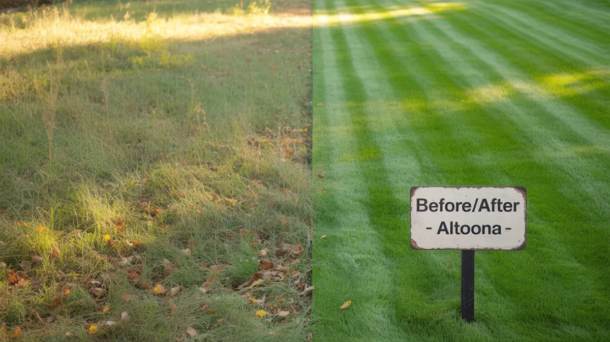 Fall grass cutting service in Altoona PA with autumn leaves