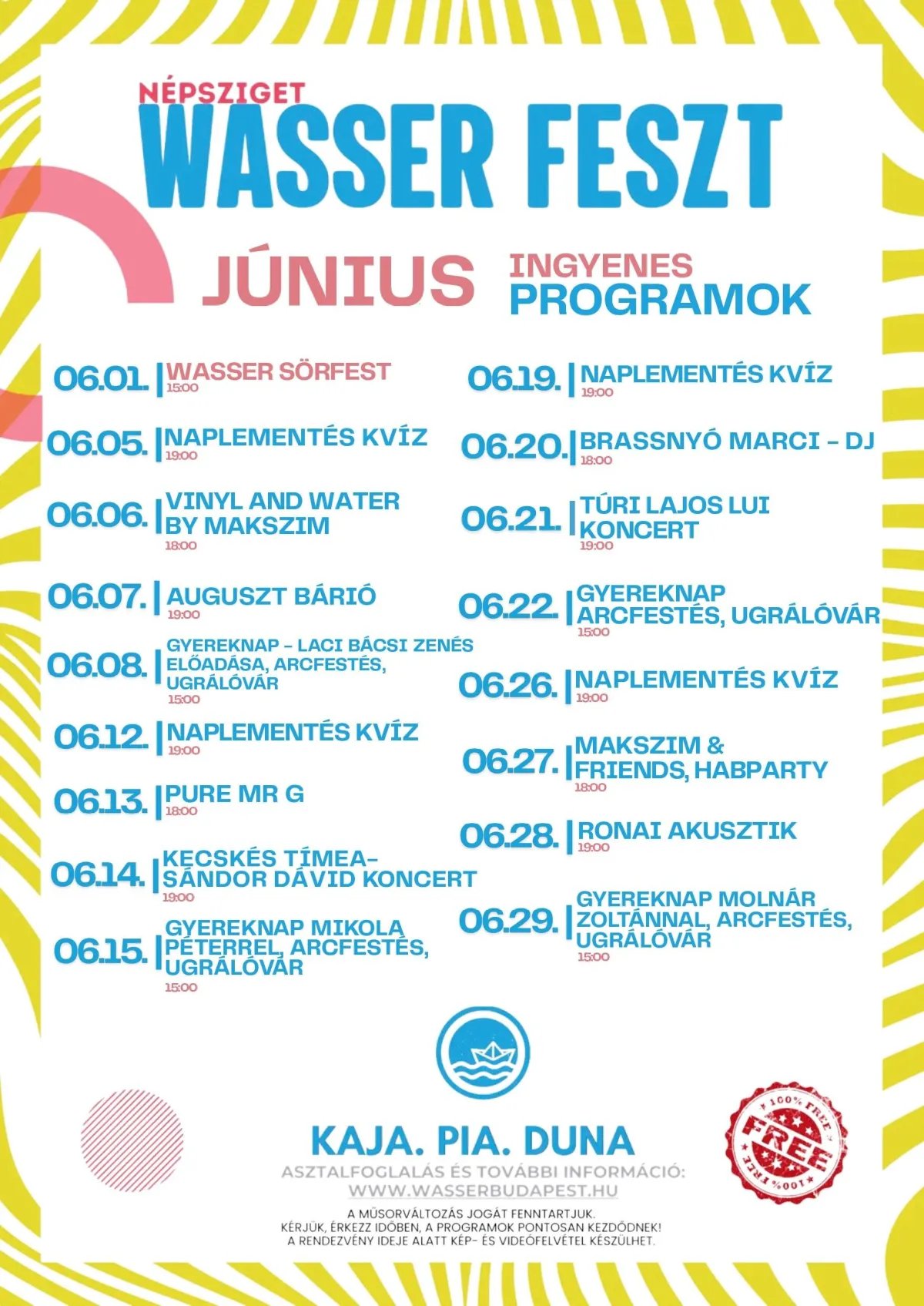 Ingyenes Duna-parti programok a Wasserben – Júniusban is élmények várnak!