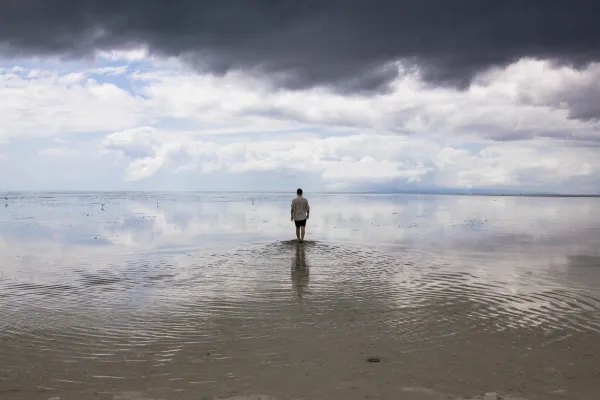 Man walking on water