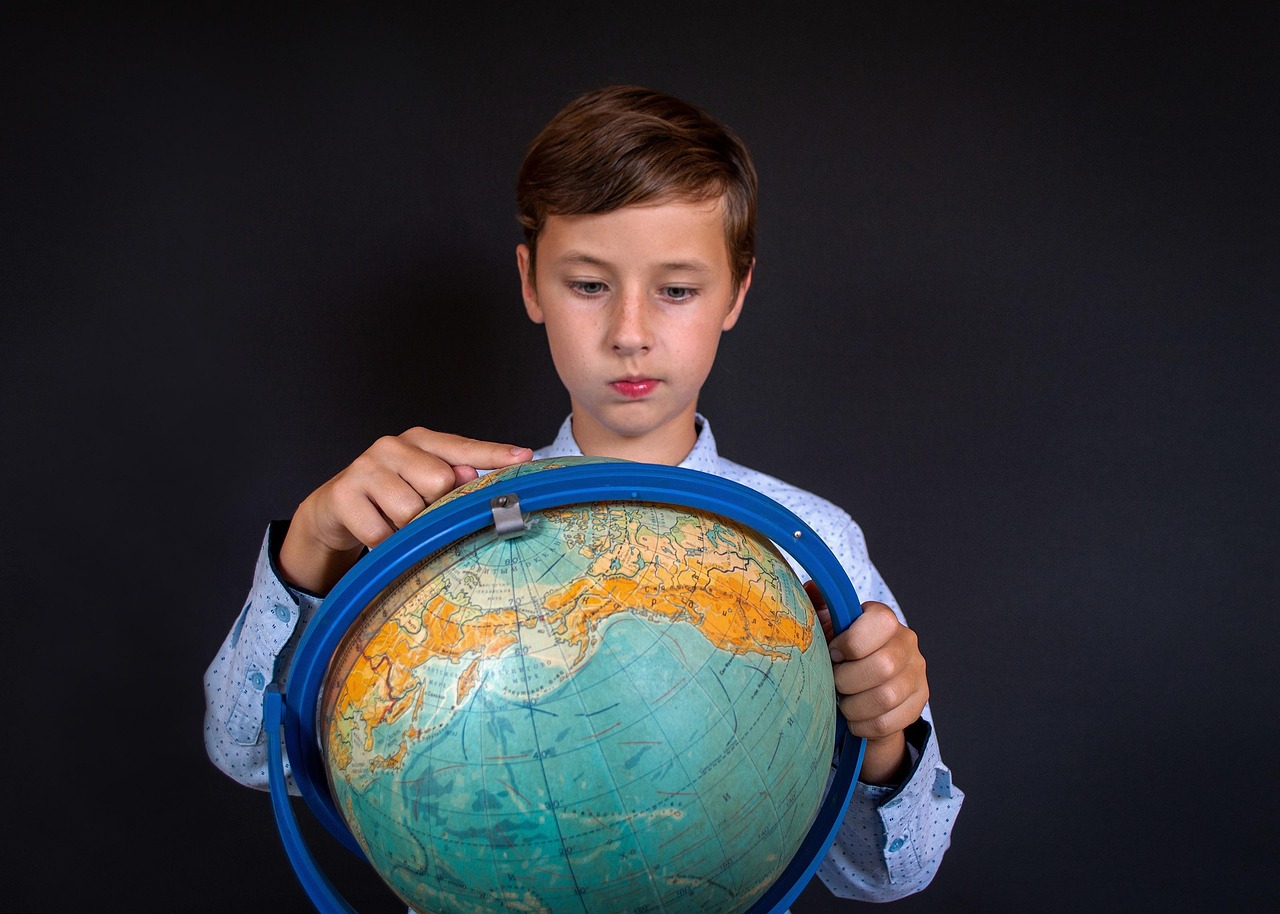boy with globe