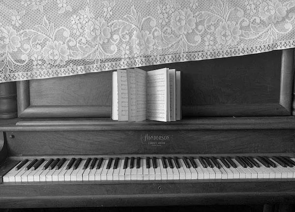 piano with hymnal