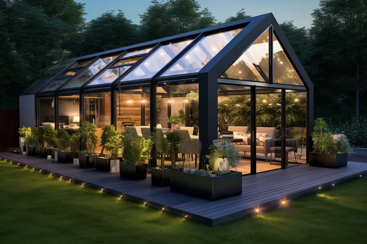 Backyard Oasis with a Custom Conservatory or Greenhouse