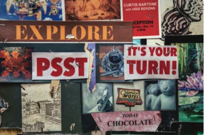 Lots of posters that say things about taking steps