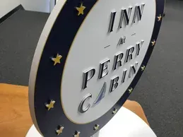 Custom Graphics with applied cut out letters and shapes