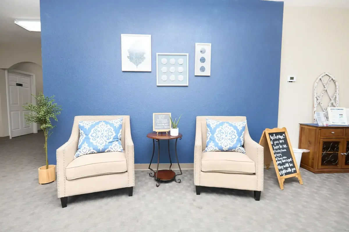 Modern and clean interior design elements in the Cardinal Dental patient lounge