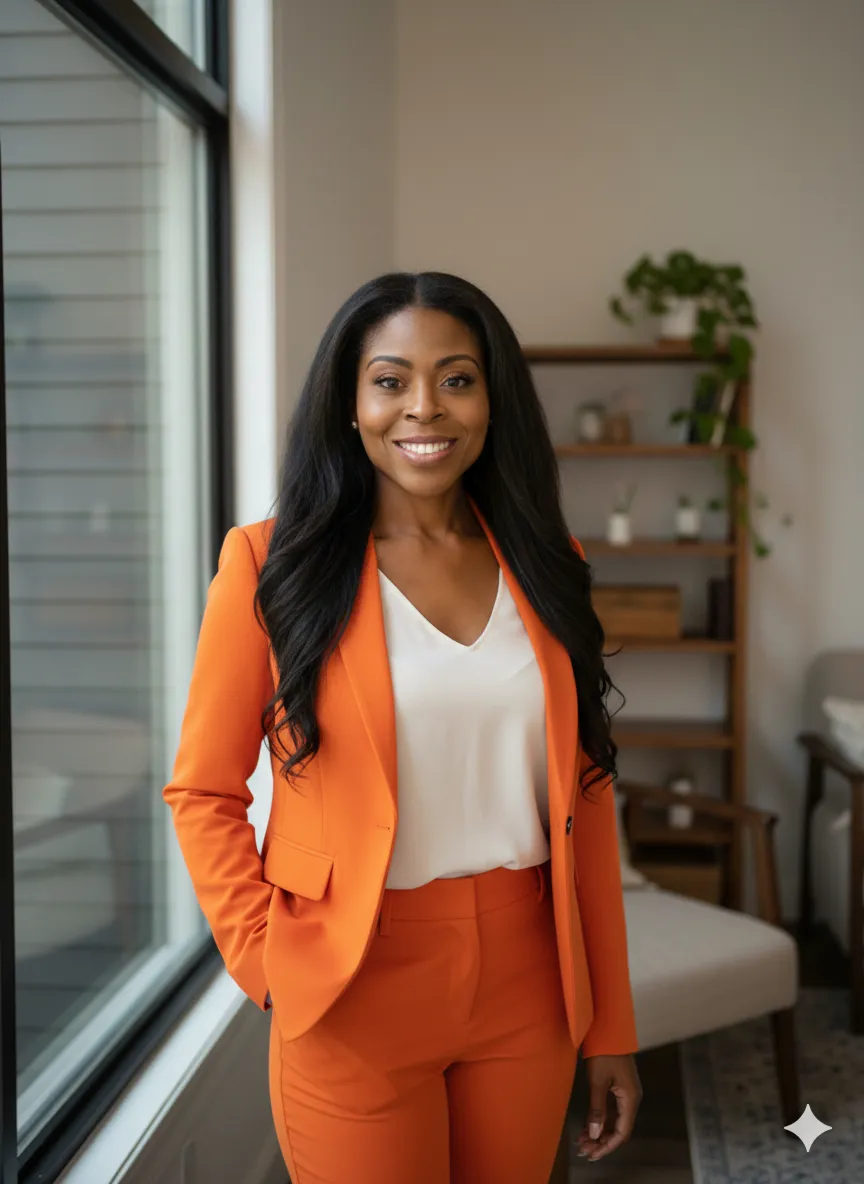 Life insurance agent smiling naturally in soft window light, representing heart-centered selling and family-focused financial protection.