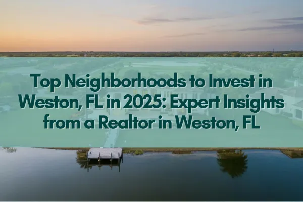 Aerial view of upscale residential neighborhoods in Weston, FL with green landscaping and modern homes