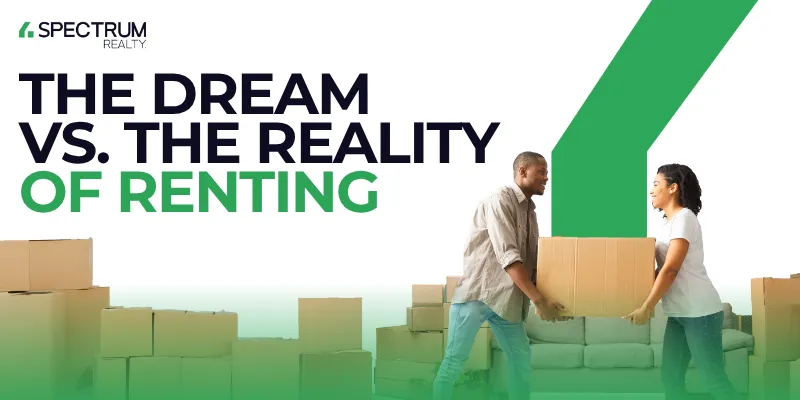 Couple carrying moving boxes into their new home - The Dream vs. The Reality of Renting by Spectrum Letting