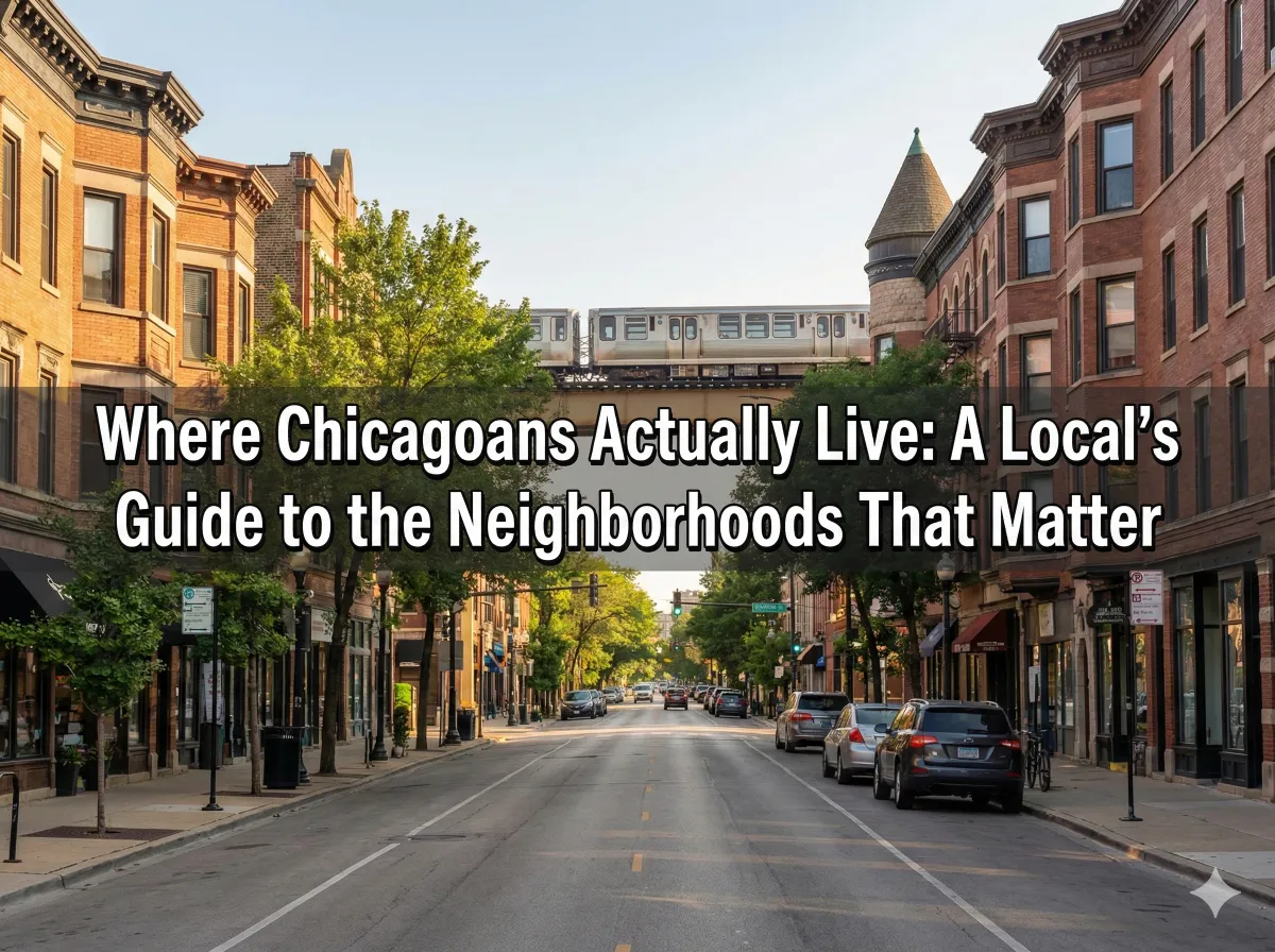 Tree-lined residential street in a Chicago neighborhood showing everyday local life outside downtown
