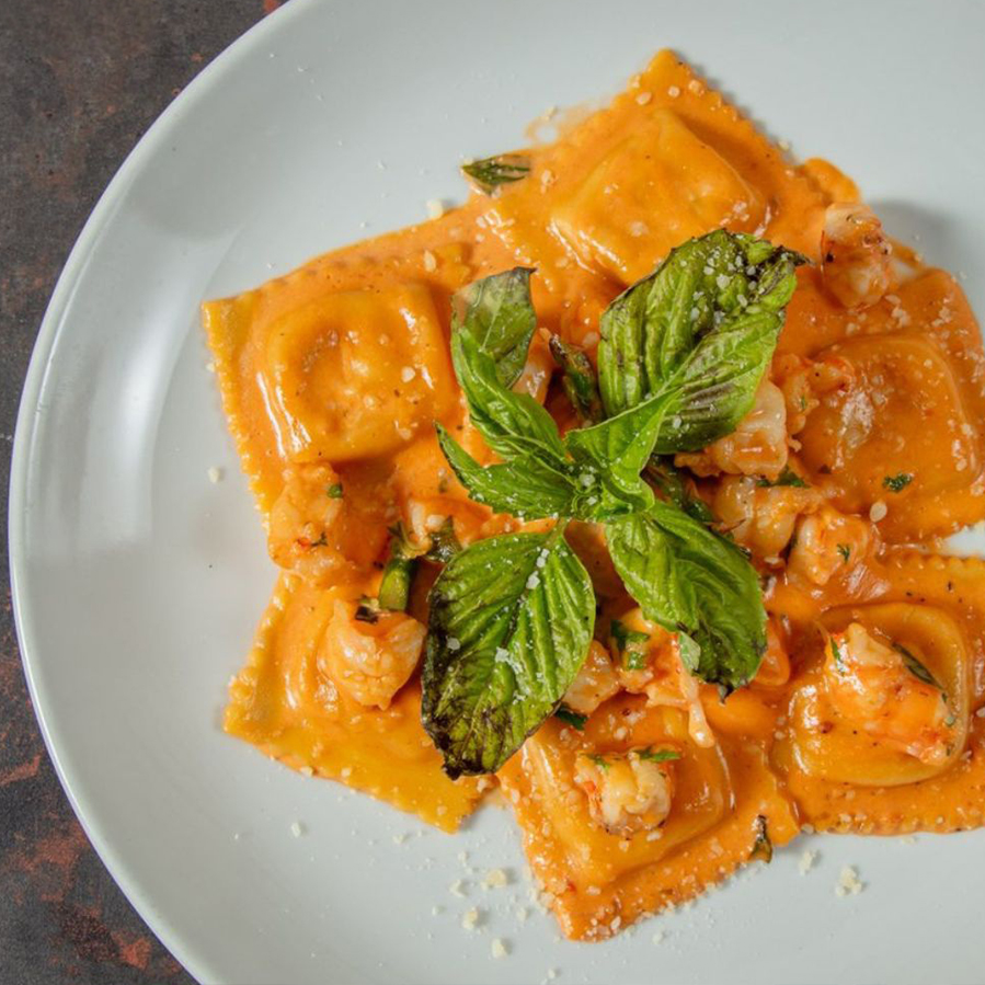 Lobster Ravioli with Shrimp & Pink Sauce