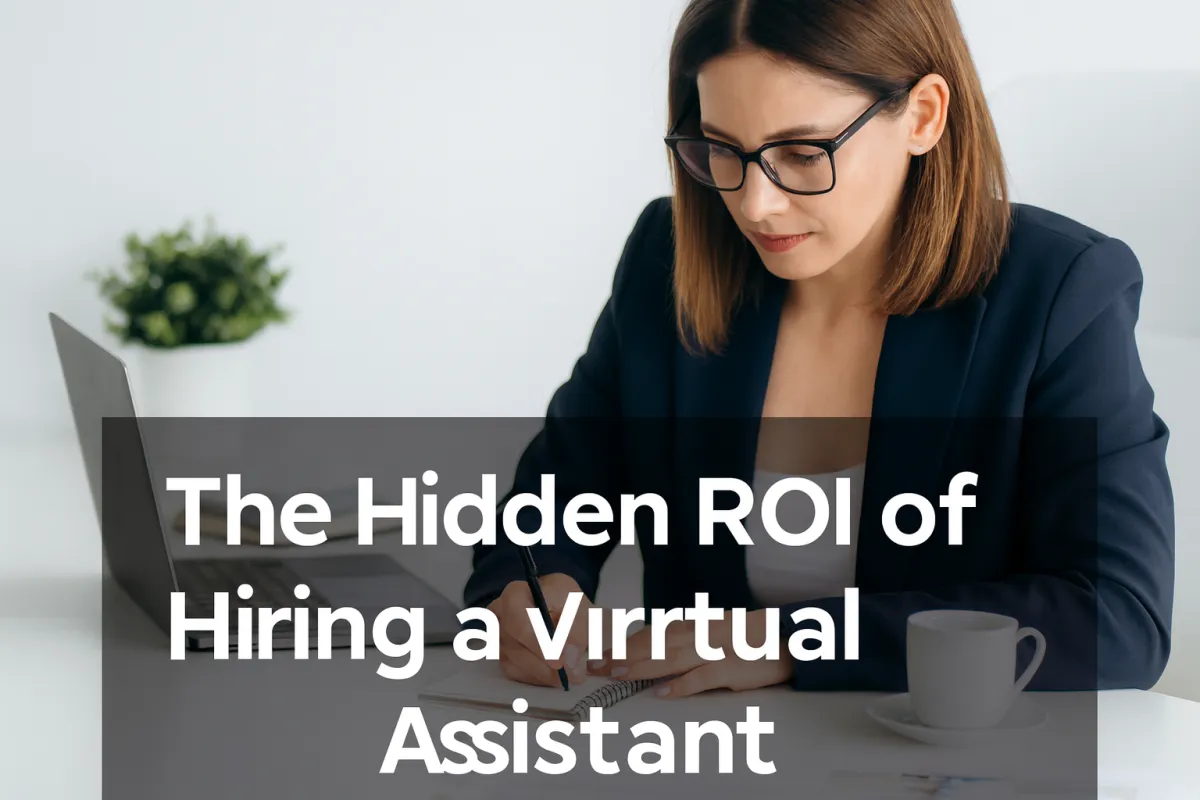 Professional businesswoman using laptop and reviewing ROI charts — representing how virtual assistants from Task.Me VA Services help businesses save time, boost productivity, and achieve growth.
