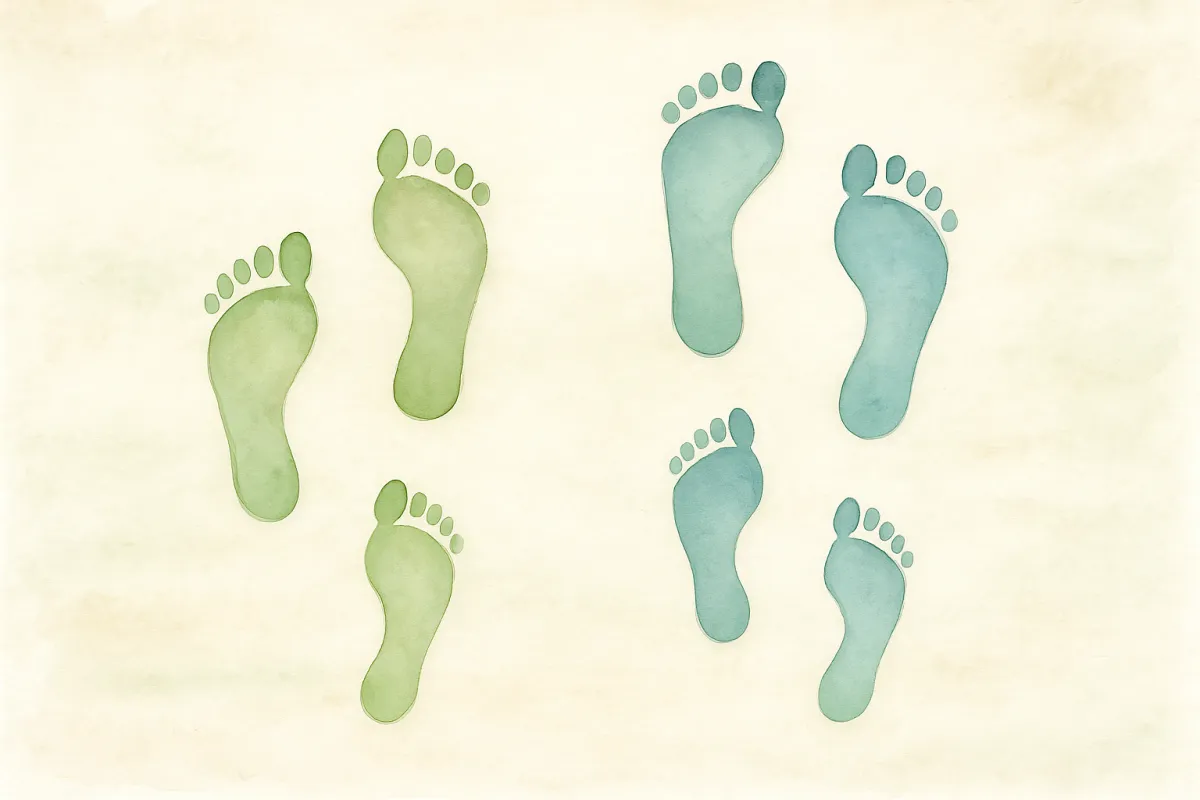 2 sets of footprints walking side by side