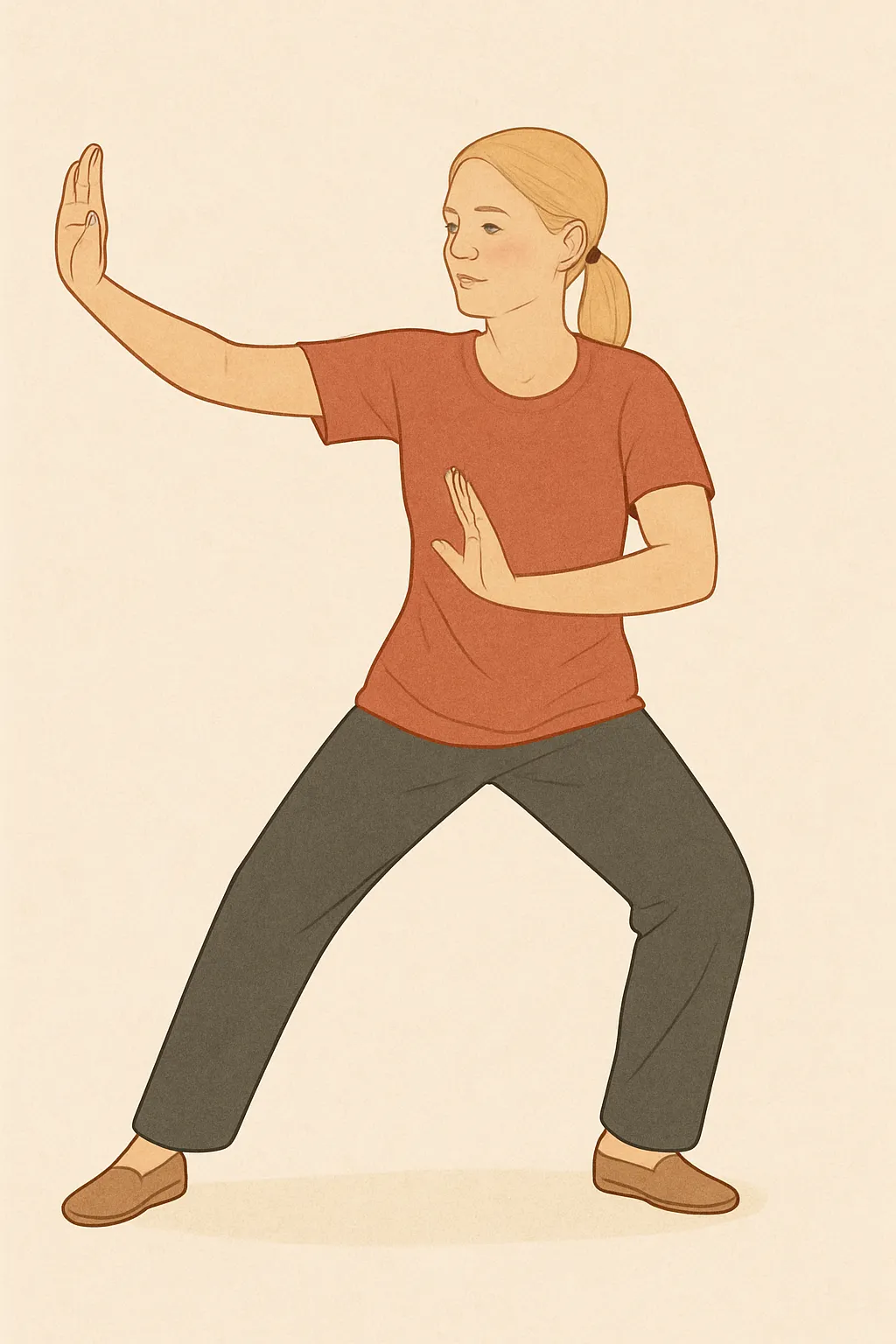 a woman doing a tai chi posethe word should in them. She is hanging onto 1 balloon  saying "one thing that matters"