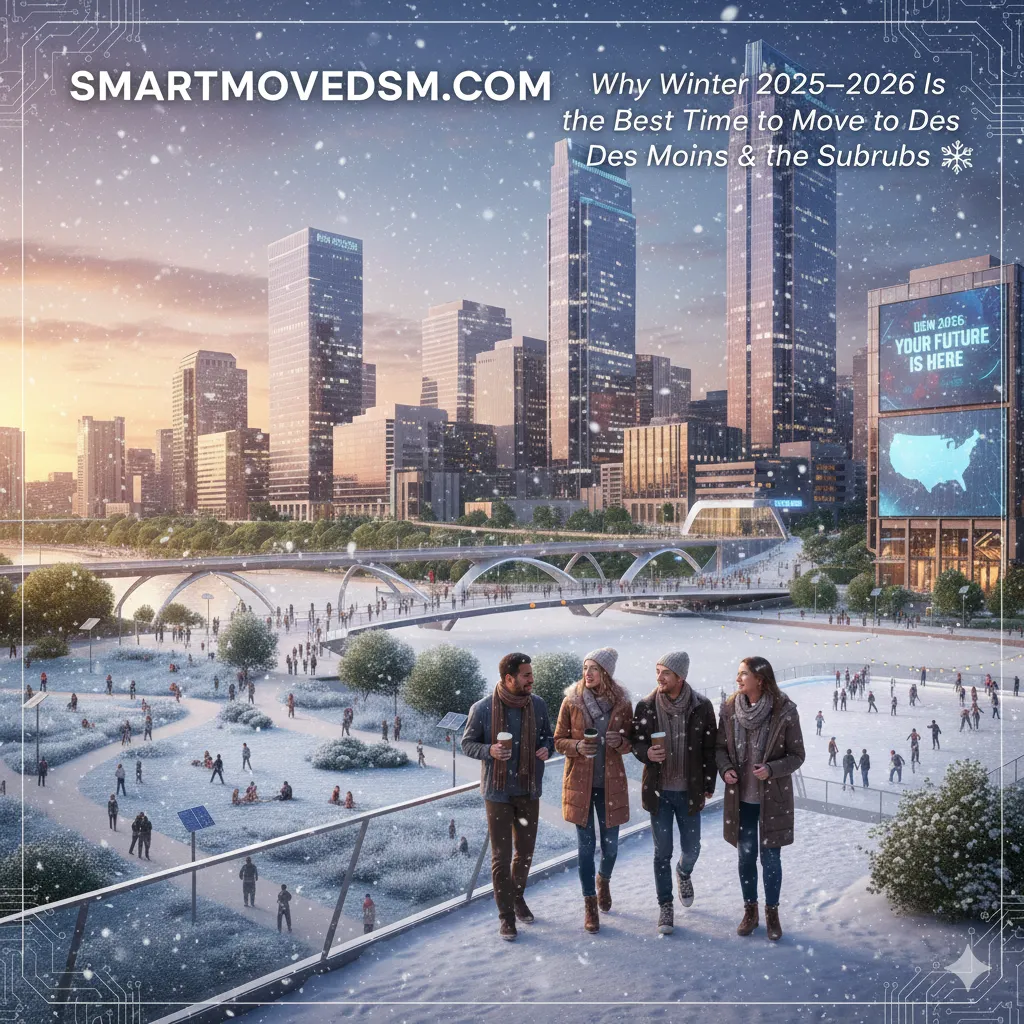 Winter moving day in a Des Moines neighborhood with family loading boxes into a vehicle