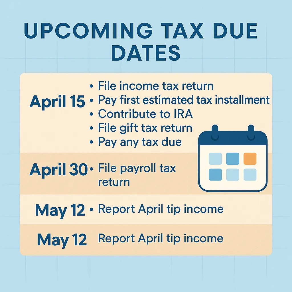 Upcoming Tax Due Dates