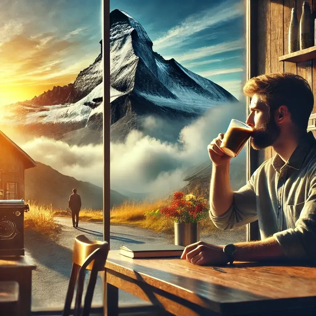 A mountain peak in the clouds symbolizing overcoming challenges to reach new heights