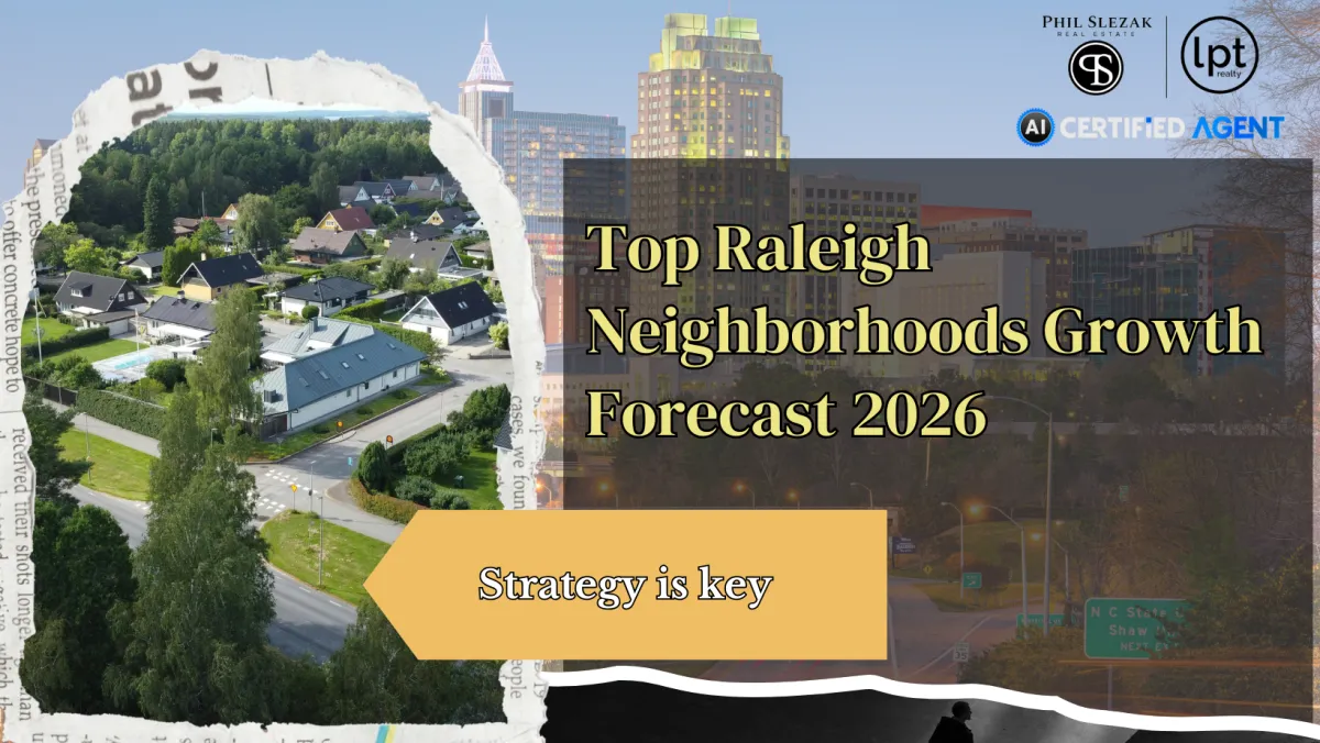 Aerial view of fast-growing Raleigh neighborhood with new construction.