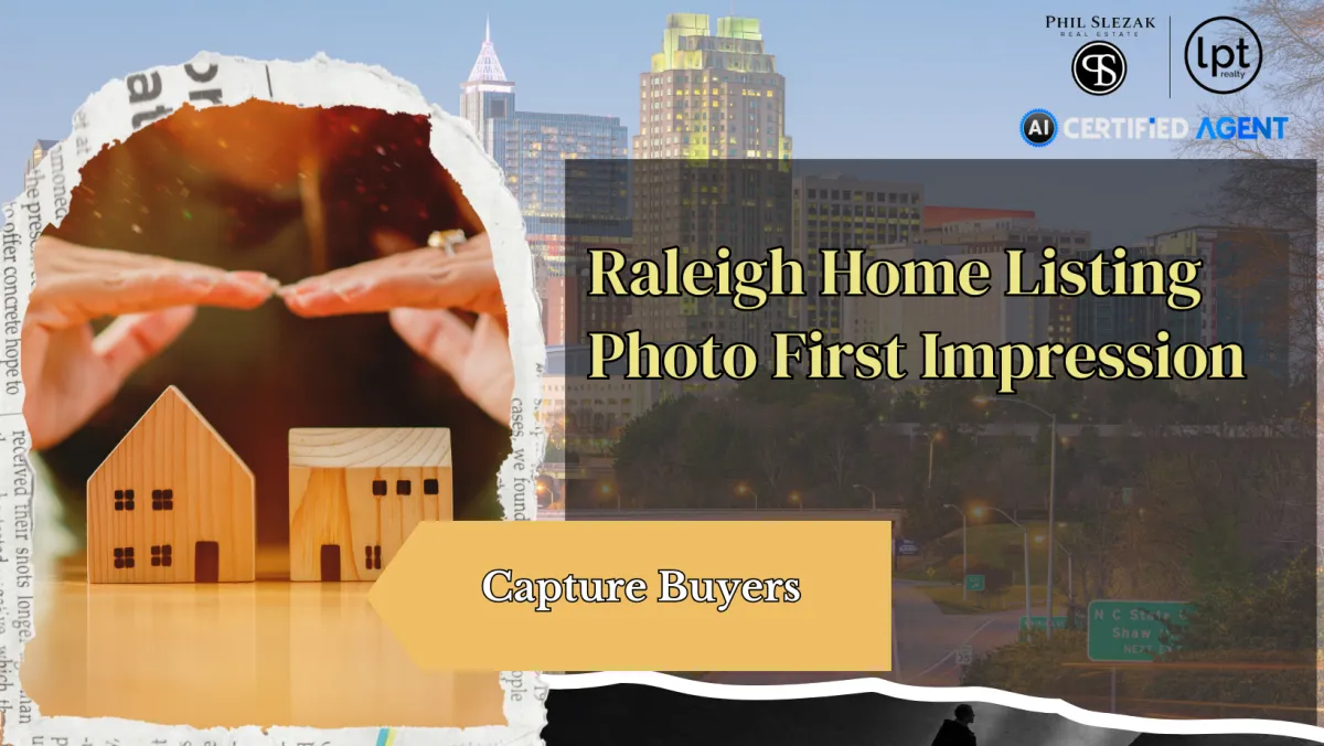 Raleigh home listing photos being reviewed by buyers scrolling on a real estate app.