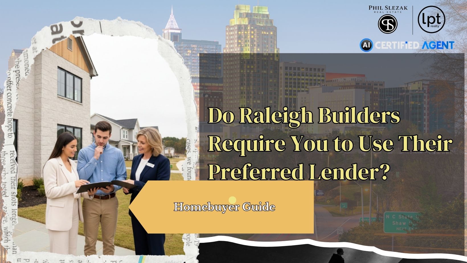 Raleigh homebuyers reviewing financing options for a new construction home with a builder’s preferred lender.