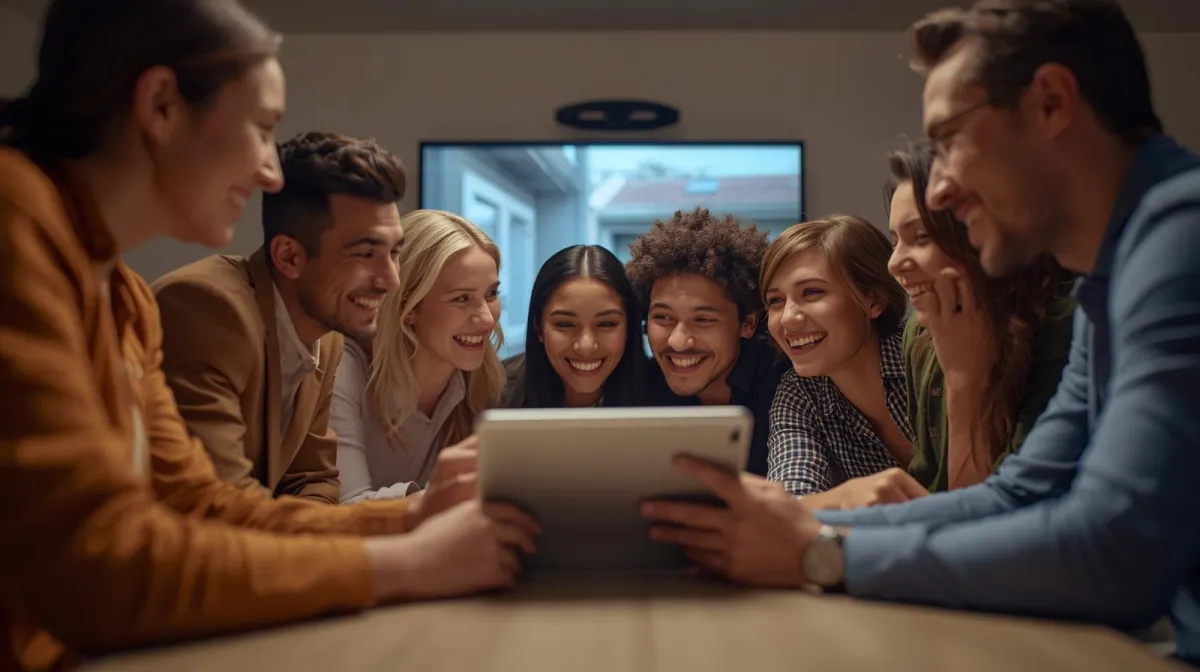 people looking at computer with AI Home Search