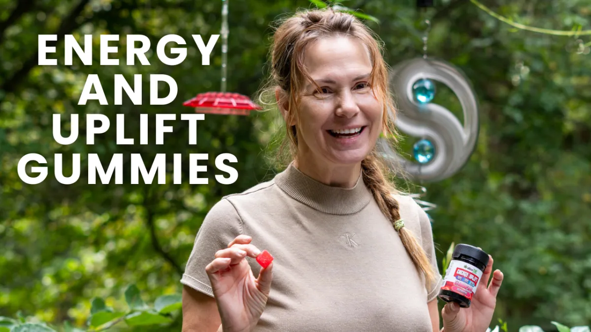 Energy + Uplift CBD gummies by AliceCBD – natural hemp wellness supplement with CBD, CBG, and THC for calm, focused energy.