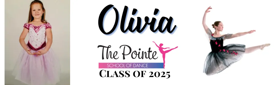 photos of Olivia as a young dancer and then her senior picture