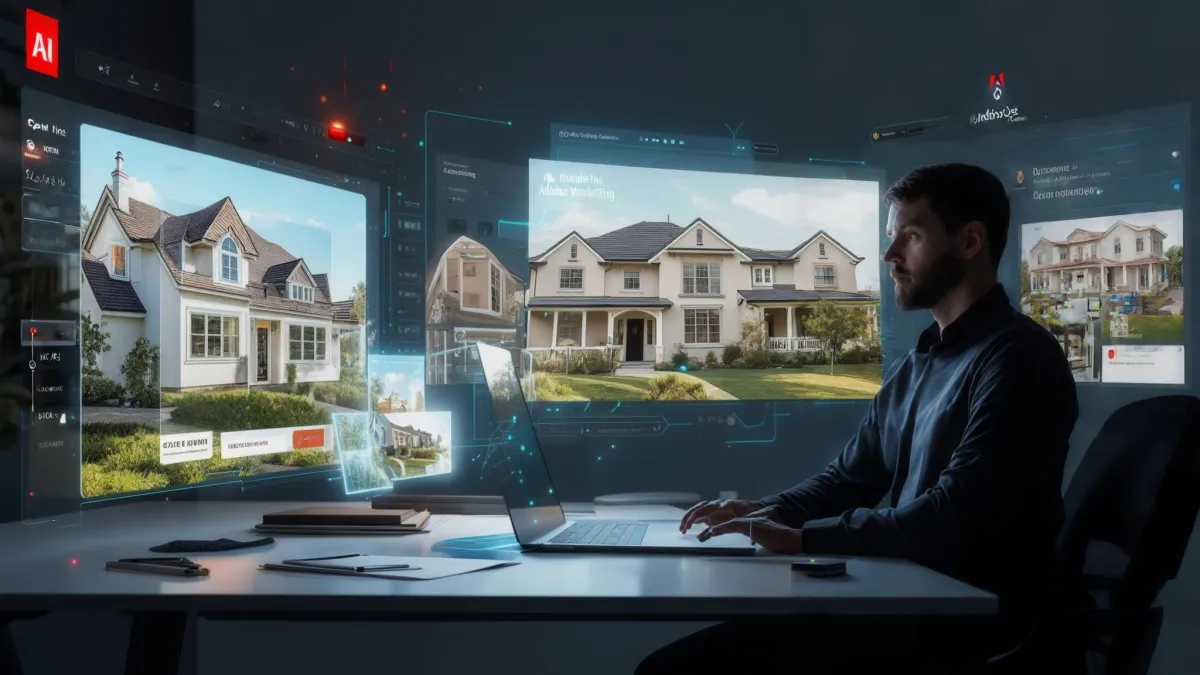 Adobe AI agents automating real estate marketing campaigns with email, social media, and property listing tools for Realtors.