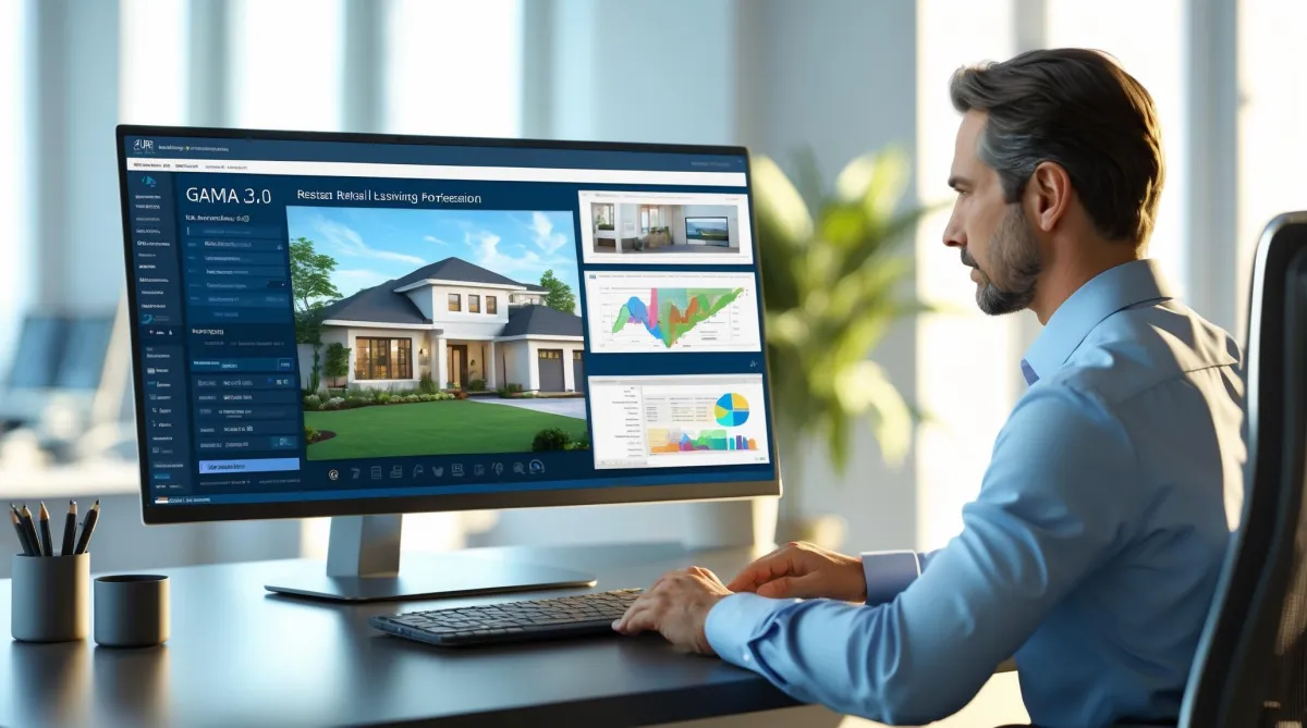 Realtor using Gamma 3.0 to create an on-brand listing presentation from MLS and CMA data, exporting to PowerPoint and PDF.