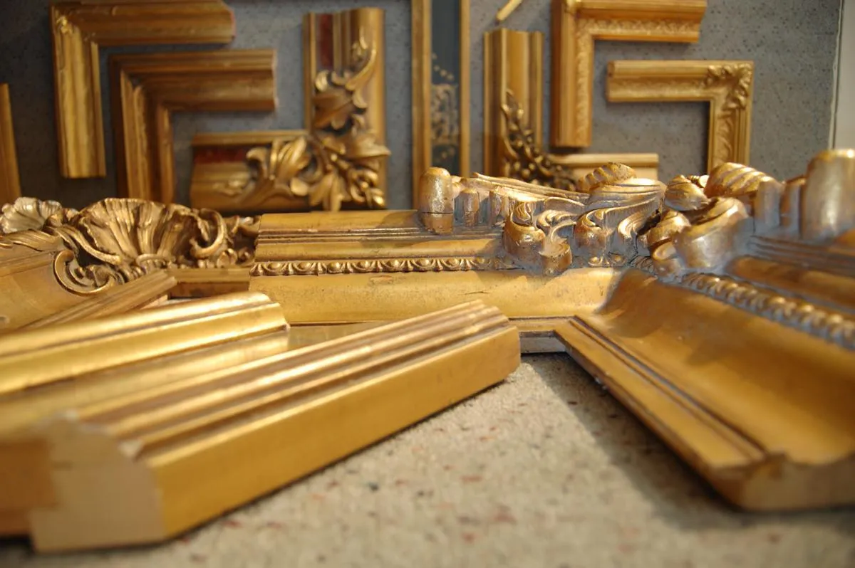 gold leaf and sliver leaf picture framing in denver